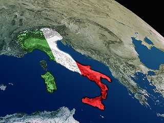 Image showing Flag of Italy from space