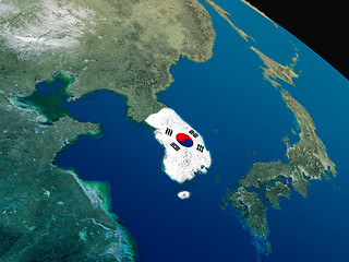 Image showing Flag of South Korea from space