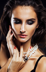 Image showing beauty young  woman with jewellery close up, luxury portrait of 
