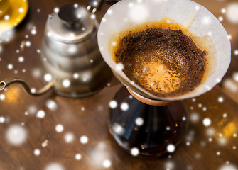 Image showing close up of coffeemaker and coffee pot