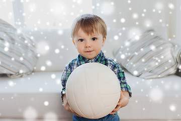 Image showing happy little baby boy with ball at home