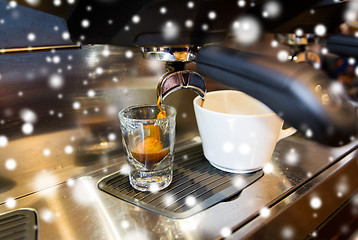 Image showing close up of espresso machine making coffee