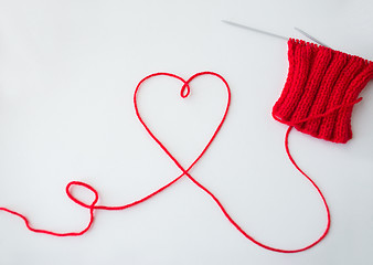 Image showing knitting needles and thread in heart shape