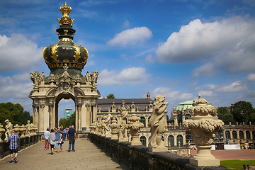 Image showing DRESDEN, GERMANY – AUGUST 13, 2016: Tourists walk and visit Dr