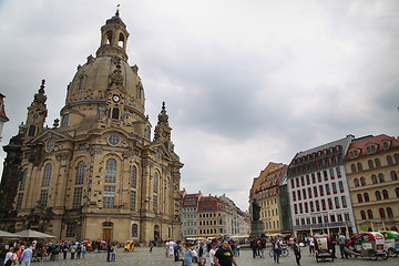 Image showing DRESDEN, GERMANY – AUGUST 13, 2016: People walk on Neumarkt Sq