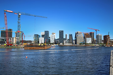 Image showing OSLO, NORWAY – AUGUST 17, 2016: A construction site of Bjorvik