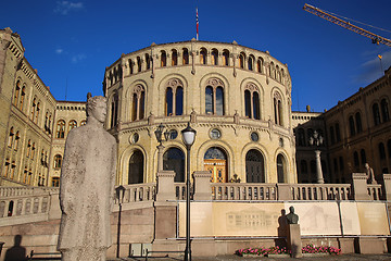 Image showing OSLO, NORWAY – AUGUST 17, 2016: Norwegian parliament designed 