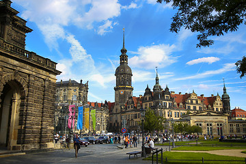 Image showing DRESDEN, GERMANY – AUGUST 13, 2016: Tourists walk on Theaterpl