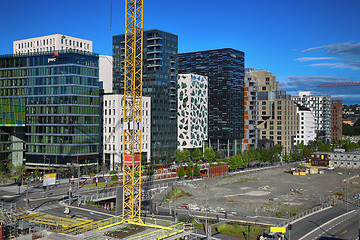 Image showing OSLO, NORWAY – AUGUST 17, 2016: A construction site of Bjorvik