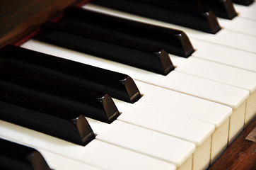 Image showing Top view of  old grunge piano keyboard