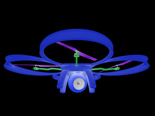 Image showing Drone, quadrocopter, with photo camera flying. 3d render