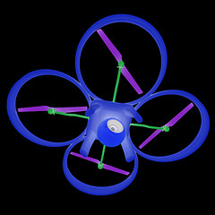 Image showing Drone, quadrocopter, with photo camera flying. 3d render