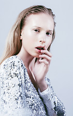 Image showing problem depressioned teenager with bleeding nose, real fashion j