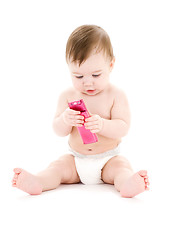 Image showing baby with cell phone