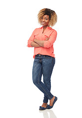 Image showing happy african american young woman over white