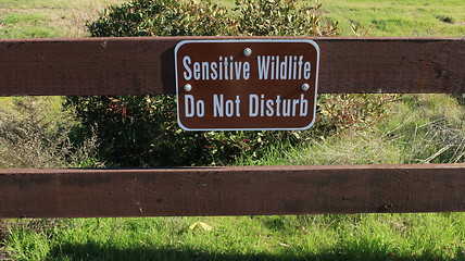 Image showing Sensitive wildlife do not disturb,