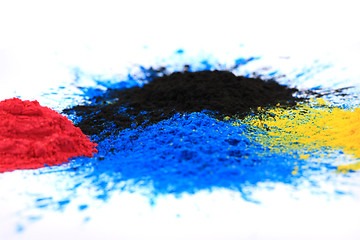 Image showing cmyk toner powder (cyan, magenta, yellow, black)