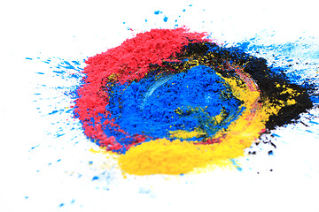 Image showing cmyk toner powder (cyan, magenta, yellow, black)