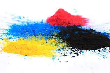 Image showing cmyk toner powder (cyan, magenta, yellow, black)