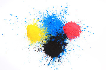 Image showing cmyk toner powder (cyan, magenta, yellow, black)