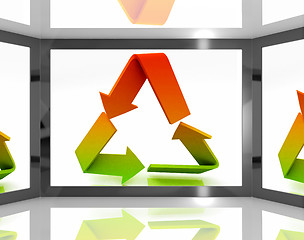 Image showing Recycle Icon On Screen Shows Environment Conservation
