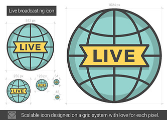 Image showing Live broadcasting line icon.