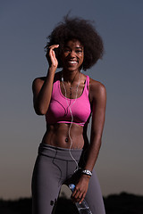 Image showing african american woman jogging in nature