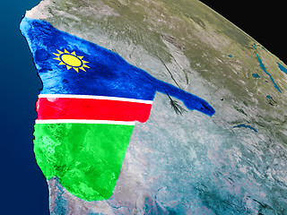 Image showing Flag of Namibia from space