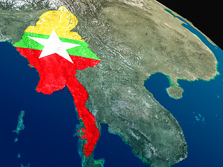 Image showing Flag of Myanmar from space