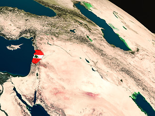 Image showing Flag of Lebanon from space