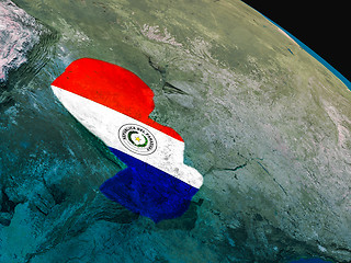 Image showing Flag of Paraguay from space