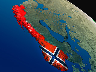 Image showing Flag of Norway from space
