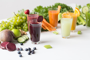 Image showing glasses with different fruit or vegetable juices