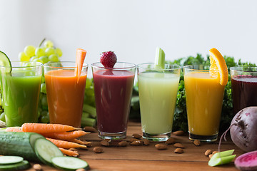 Image showing glasses with different fruit or vegetable juices