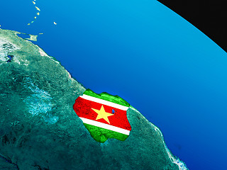 Image showing Flag of Suriname from space