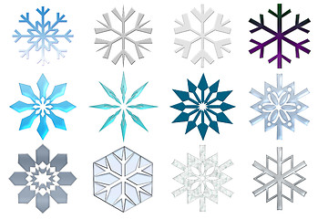 Image showing Snowflakes collection. Isolated