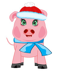 Image showing Piglet in hat and scarf