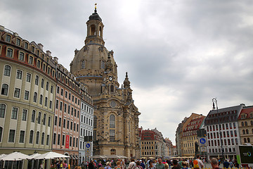 Image showing DRESDEN, GERMANY – AUGUST 13, 2016: People walk on Neumarkt Sq