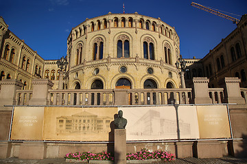 Image showing OSLO, NORWAY – AUGUST 17, 2016: Norwegian parliament designed 