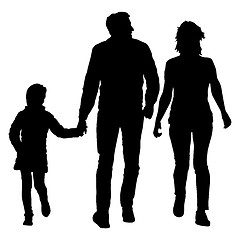 Image showing Silhouette of happy family on a white background. illustration.