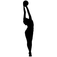 Image showing Silhouette girl gymnast with the ball. illustration