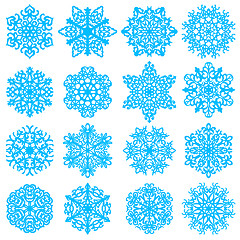 Image showing Set snowflakes icons on white background, illustration