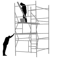 Image showing Silhouette worker climbing the ladder. illustration