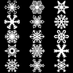 Image showing Set snowflakes icons on white background, illustration