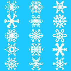 Image showing Set snowflakes icons on white background, illustration