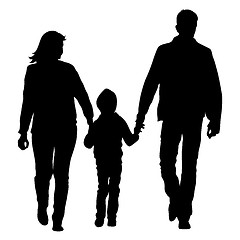 Image showing Silhouette of happy family on a white background. illustration.