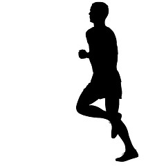 Image showing Silhouettes Runners on sprint, men. illustration