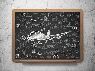 Image showing Tourism concept: Airplane on School board background