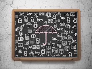 Image showing Security concept: Umbrella on School board background