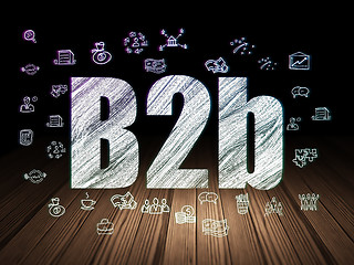 Image showing Business concept: B2b in grunge dark room